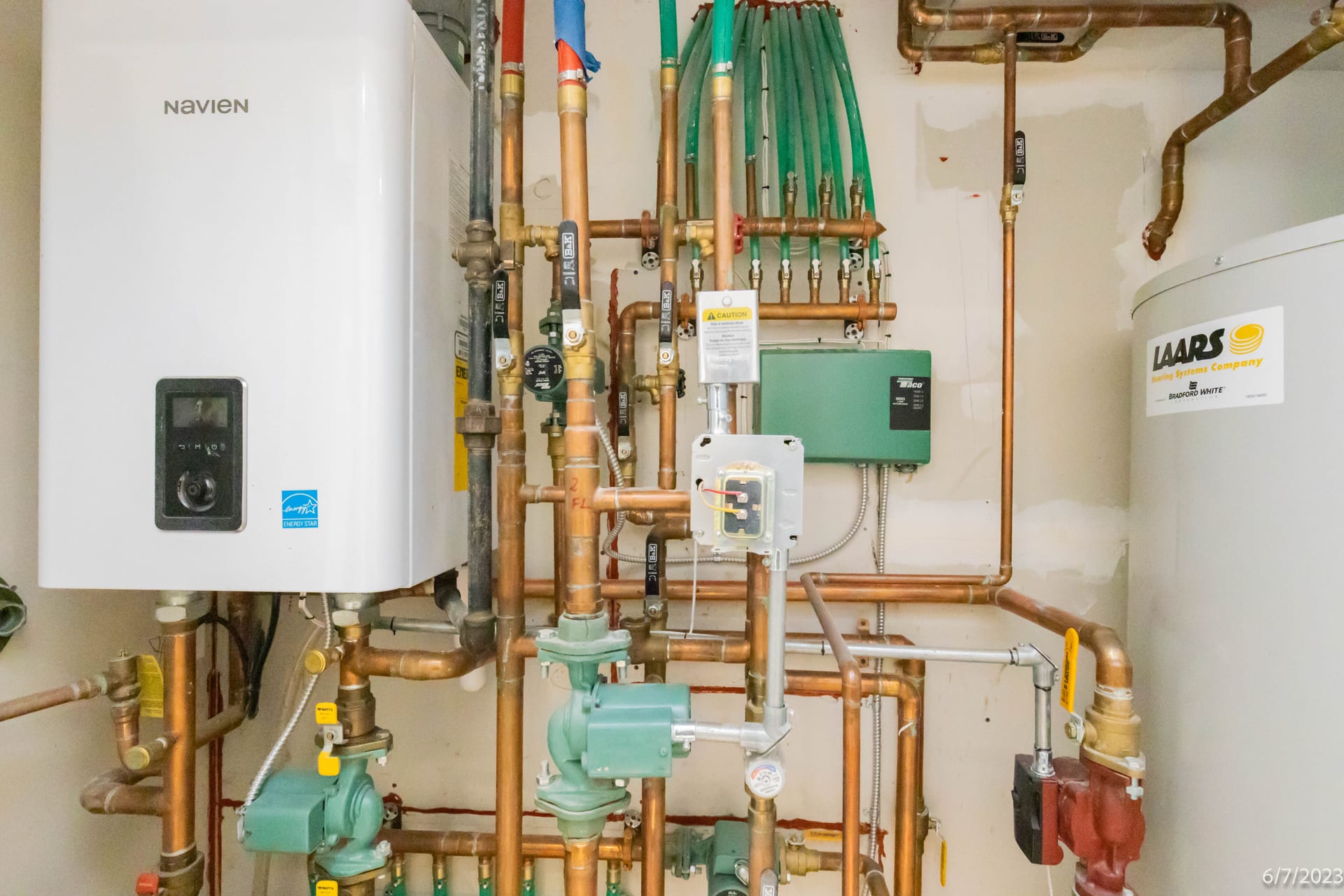 Boiler and mechanical piping inspection recorded for an OpenDoors360 pre-construction survey of building systems in New York City.
